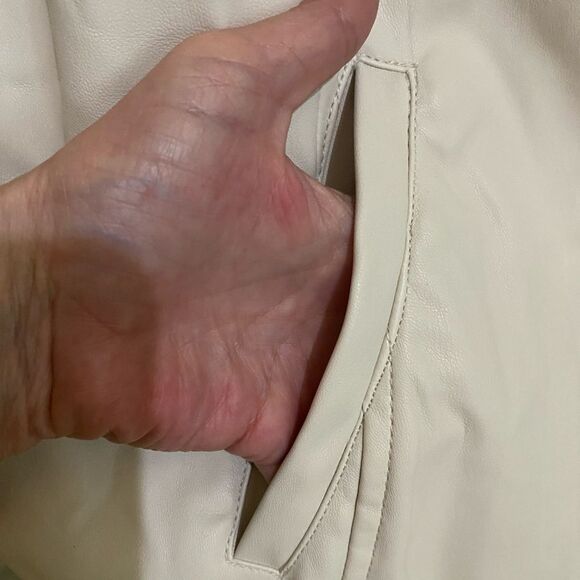 Cream Faux Leather Jacket Chic Cream Scalloped Open Blazer Soft Girl Coquette - Picture 11 of 14